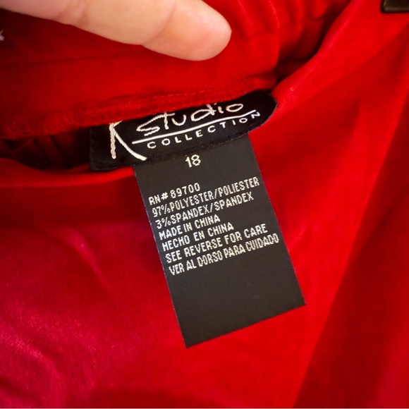 90s K Studio Collections Grunge Retro Red A-Line Faux Suede Skirt Plus Size 18 - Picture 4 of 5